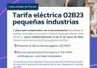 TARIFA ELÉCTRICA A PEQUEÑAS INDUSTRIAS: VENCE EL PLAZO PARA CUMPLIMENTAR LA DOCUMENTACIÓN 