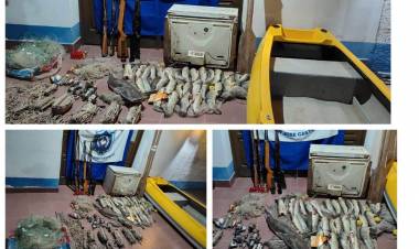 JUAN JOSÉ CASTELLI: INTERCEPTARON A DOS CIUDADANOS QUE TRASLADABA VARIOS PESCADOS Y ARMAS DE FUEGO