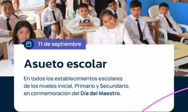 POR EL DÍA DEL MAESTRO, ESTE MIÉRCOLES NO HABRÁ CLASES EN LAS ESCUELAS CHAQUEÑAS